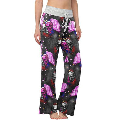 Skull Angels And Demons Women's High-waisted Wide Leg Pants | Wonder Skull