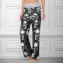 Skull Flow Pattern Women's High-waisted Wide Leg Pants