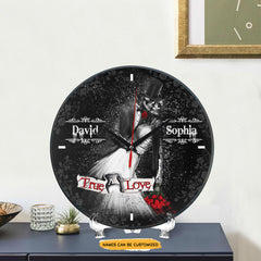 Skull Couple Faded Effect Elegant engraved clock, a sentimental keepsake for your special occasion and enduring love.