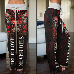 True Love Skull Gothic Women's High-waisted Wide Leg Pants | Wonder Skull