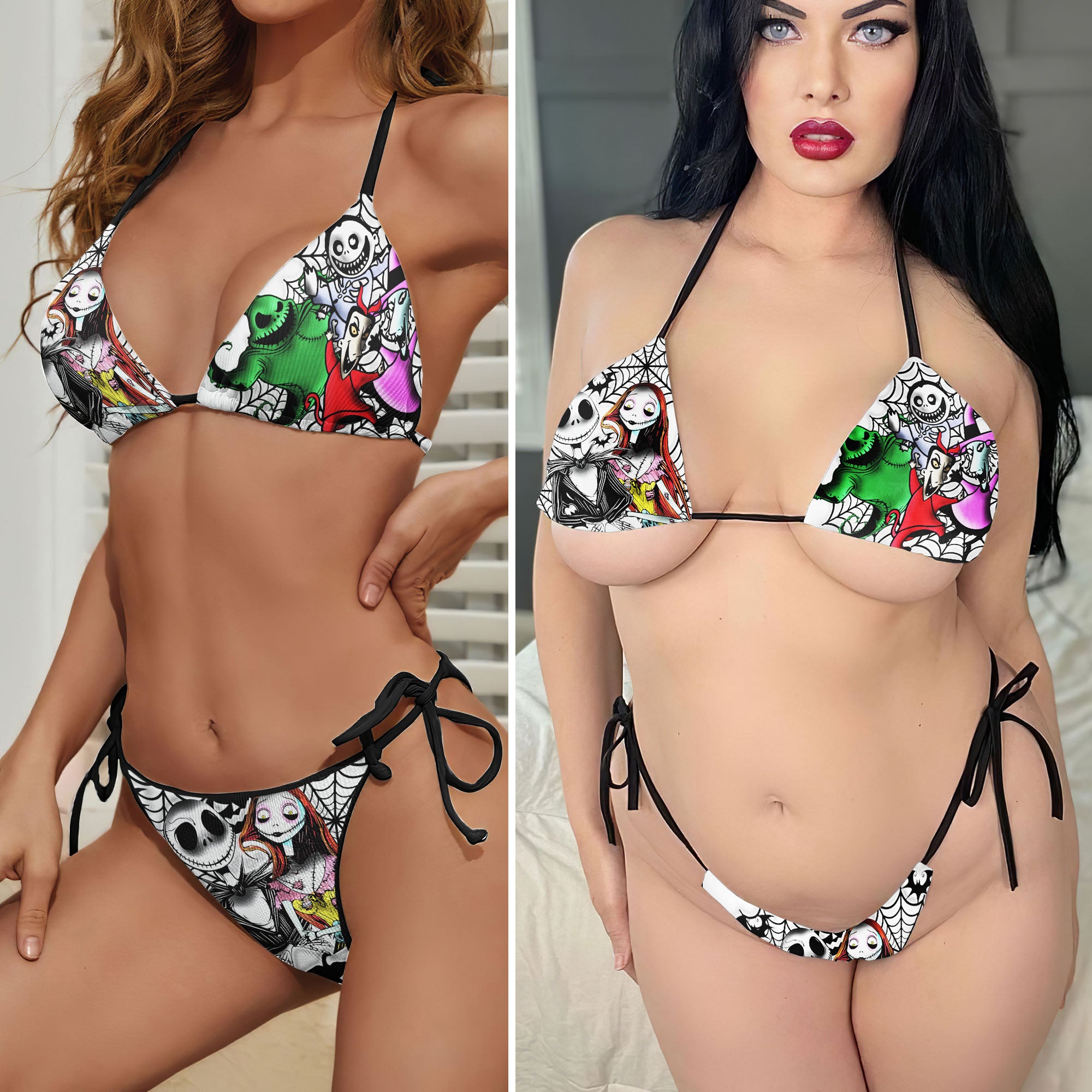Art Movie Theme Micro Triangle Bikini Swimsuit - Wonder Skull