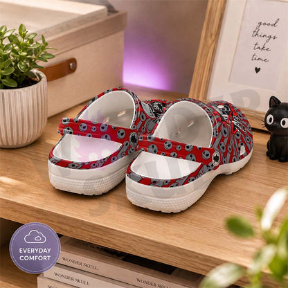 Wonder Skull Lightweight Clog Sandals are designed for all-day comfort. Featuring breathable ventilation holes, a cushioned footbed, and a pivoting heel strap, these versatile unisex clogs are perfect for use at home, outdoors, or at work — whatever your profession may be.