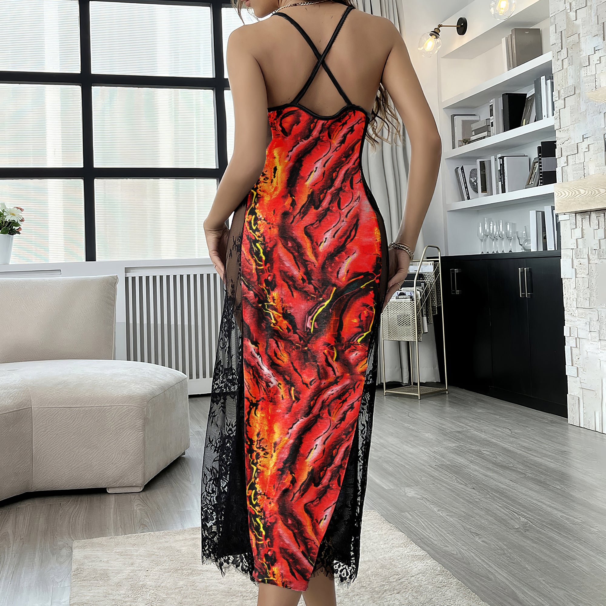 Skull Melting Abstract Women's Lace Cami Sleepwear