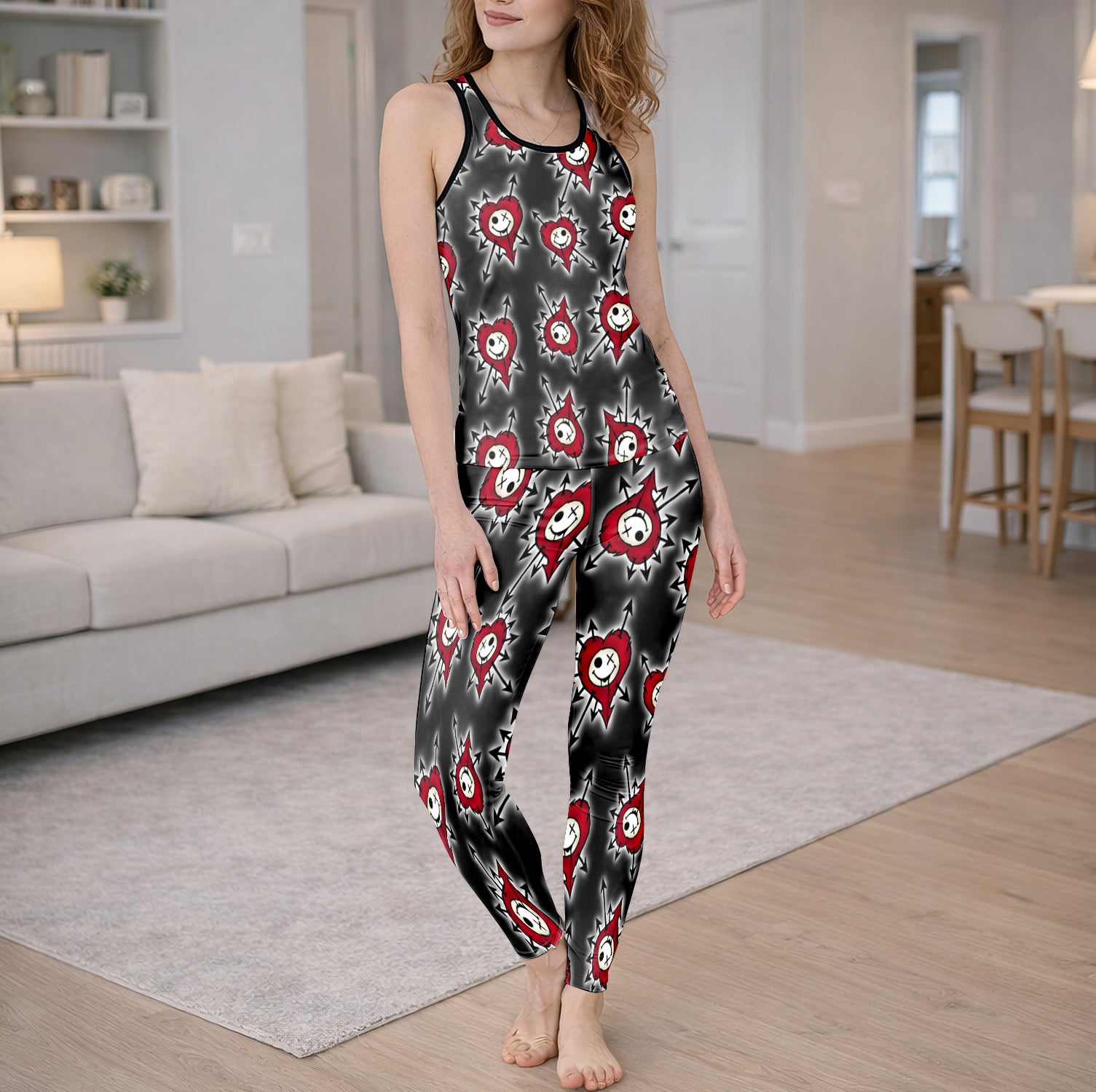 Pastel Goth Flutter Skull Tanktop and Leggings