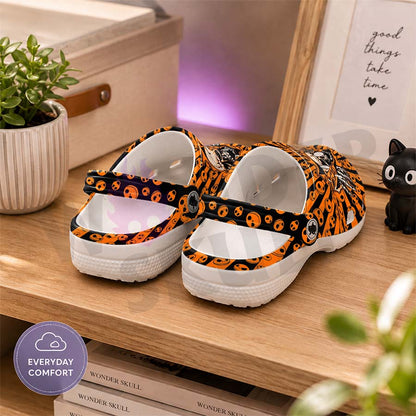 Wonder Skull Lightweight Clog Sandals are designed for all-day comfort. Featuring breathable ventilation holes, a cushioned footbed, and a pivoting heel strap, these versatile unisex clogs are perfect for use at home, outdoors, or at work — whatever your profession may be.