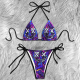Gradiant Purple Blue Emo Skull Micro Triangle Bikini Swimsuit - Wonder Skull