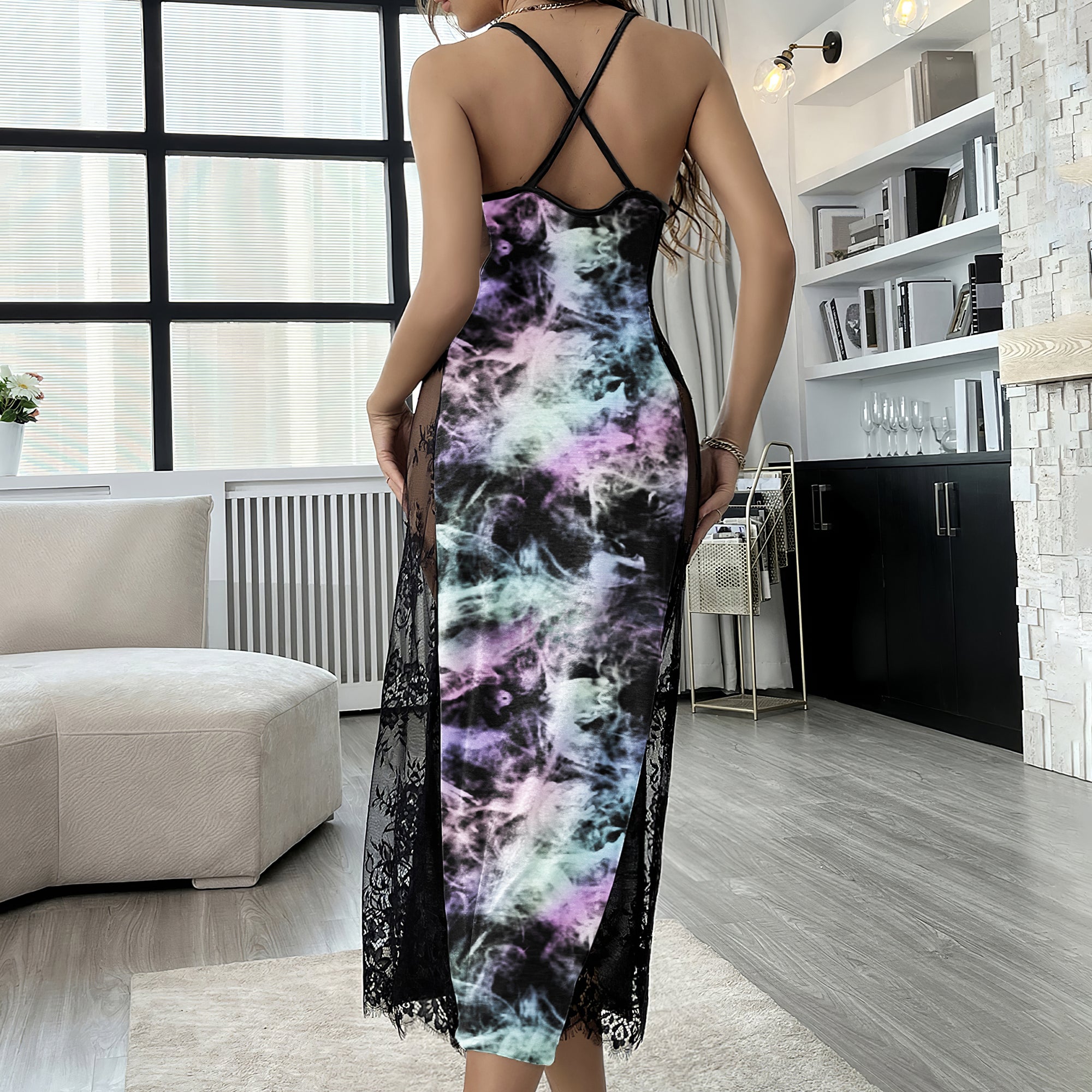 Holographic Skeleton Art Women's Lace Cami Sleepwear