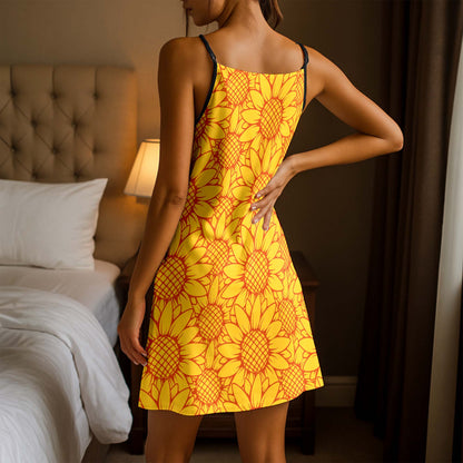 Golden Sunflower Field Short Cami Dress