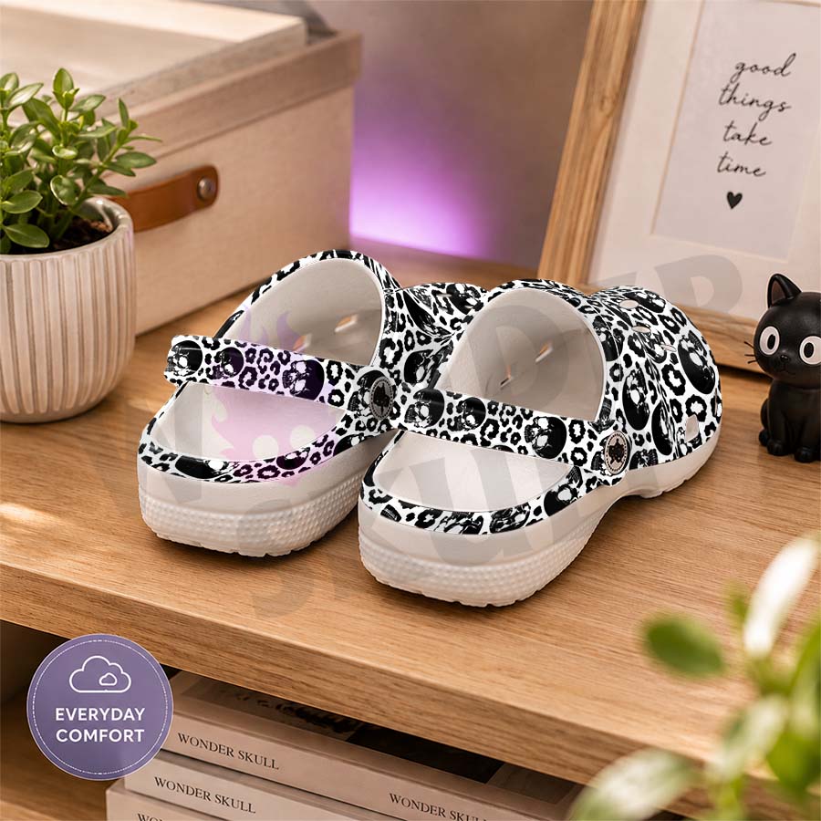 Wonder Skull Lightweight Clog Sandals are designed for all-day comfort. Featuring breathable ventilation holes, a cushioned footbed, and a pivoting heel strap, these versatile unisex clogs are perfect for use at home, outdoors, or at work — whatever your profession may be.