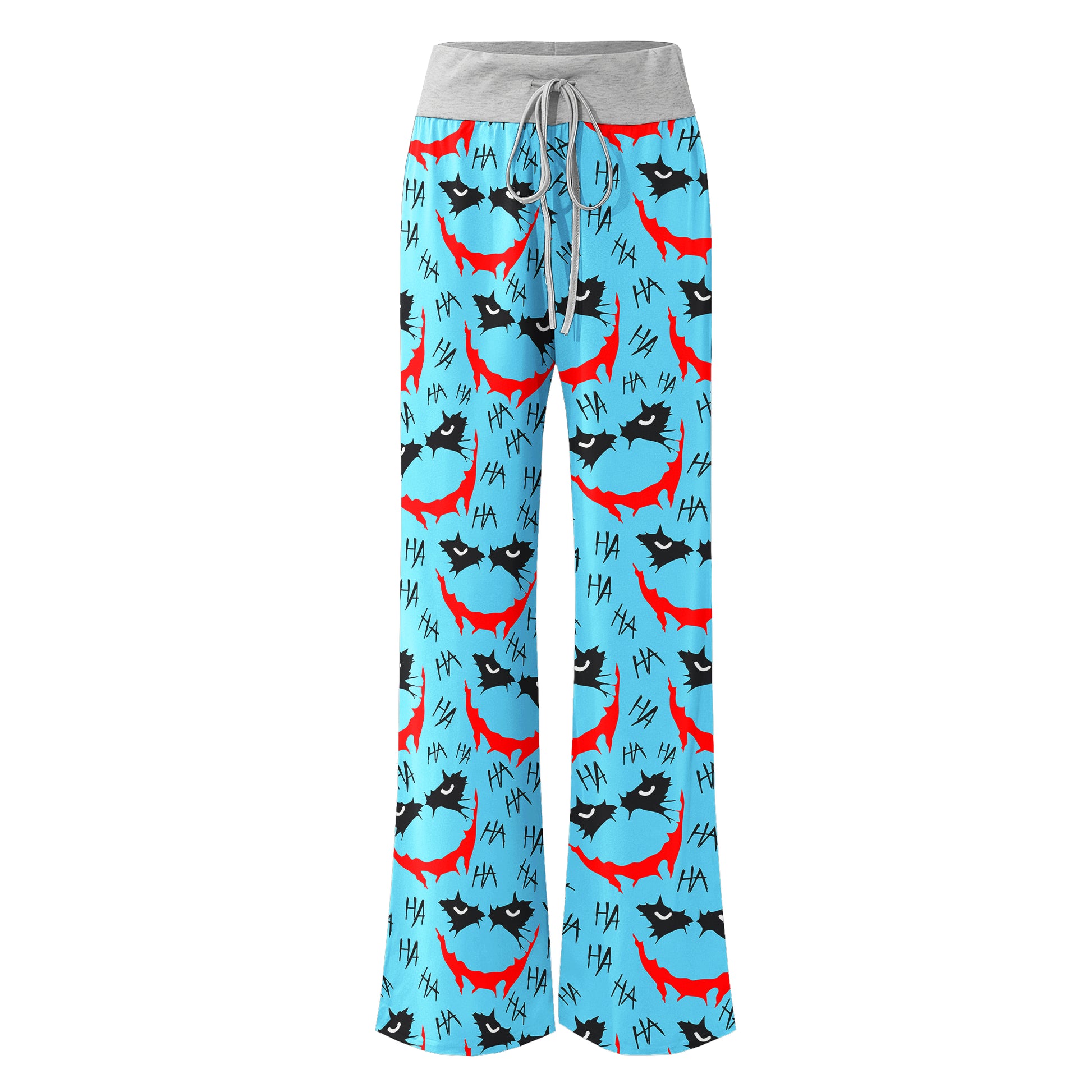 Blue Smile Horror Women's High-waisted Wide Leg Pants | Wonder Skull