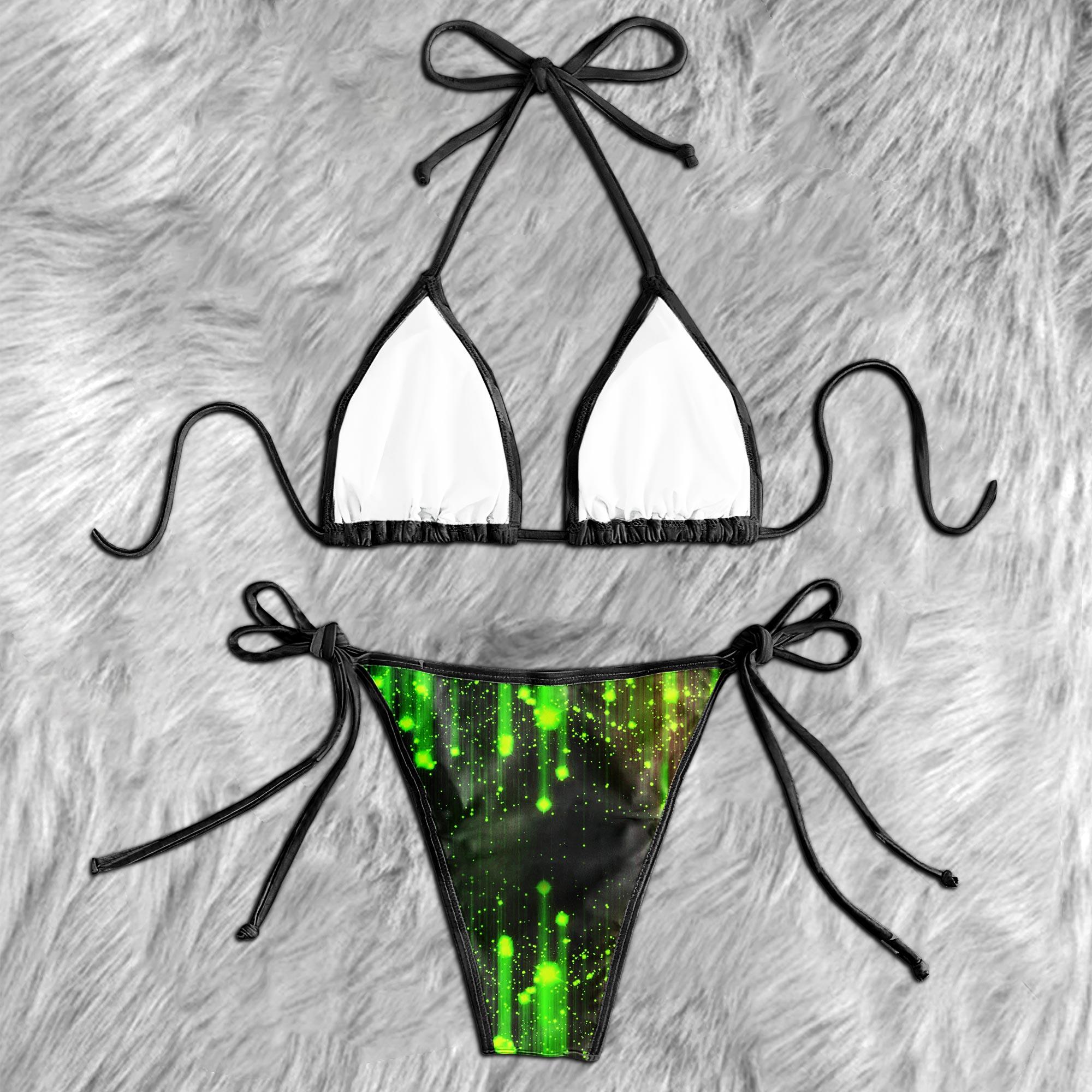 Green Effect Spycho Skull Micro Triangle Bikini Swimsuit - Wonder Skull