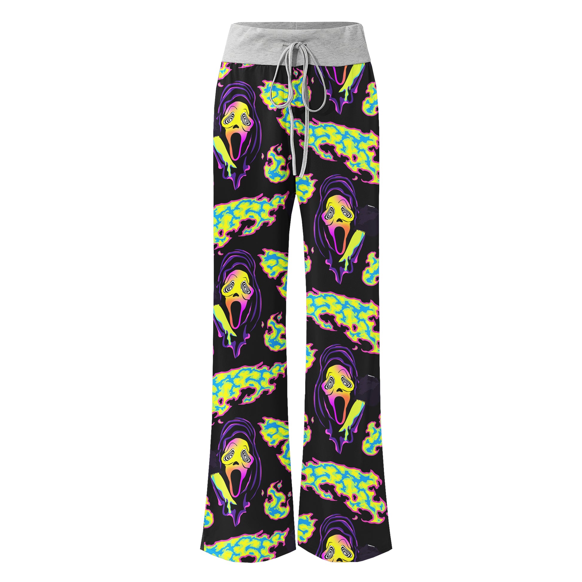 Violet Ghost Scary Women's High-waisted Wide Leg Pants | Wonder Skull