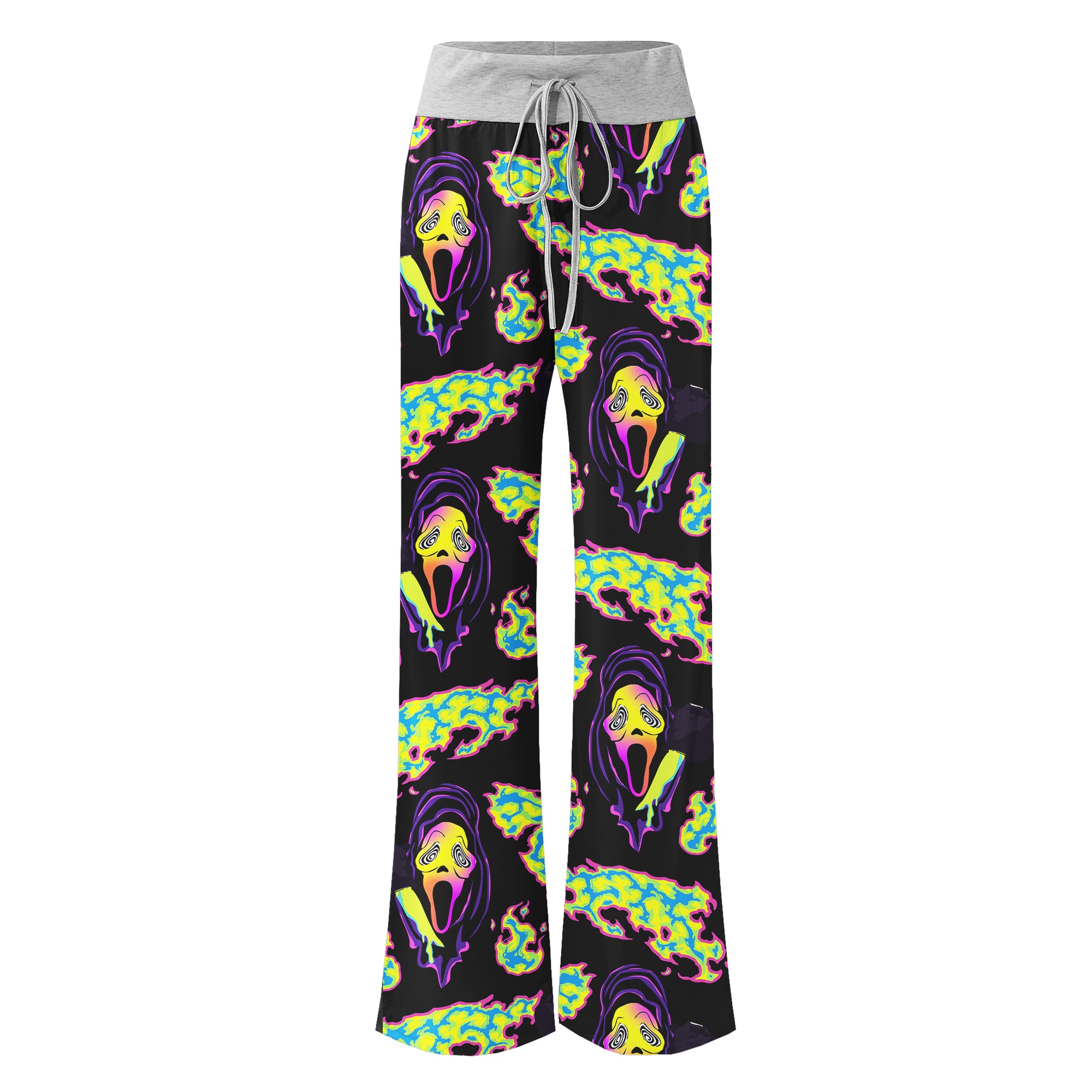 Violet Ghost Scary Women's High-waisted Wide Leg Pants | Wonder Skull