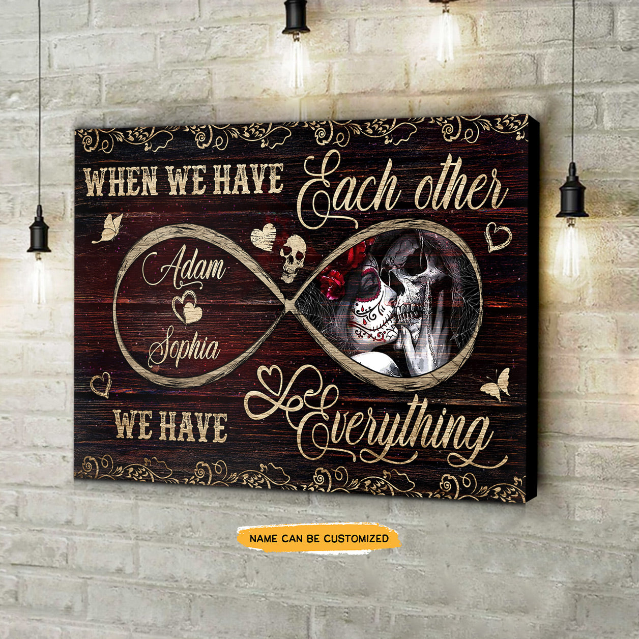 When We Have - Gothic Skull Rose Custom Personalized Canvas Anniversary Gift