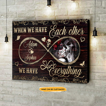 When We Have - Gothic Skull Rose Custom Personalized Canvas Anniversary Gift