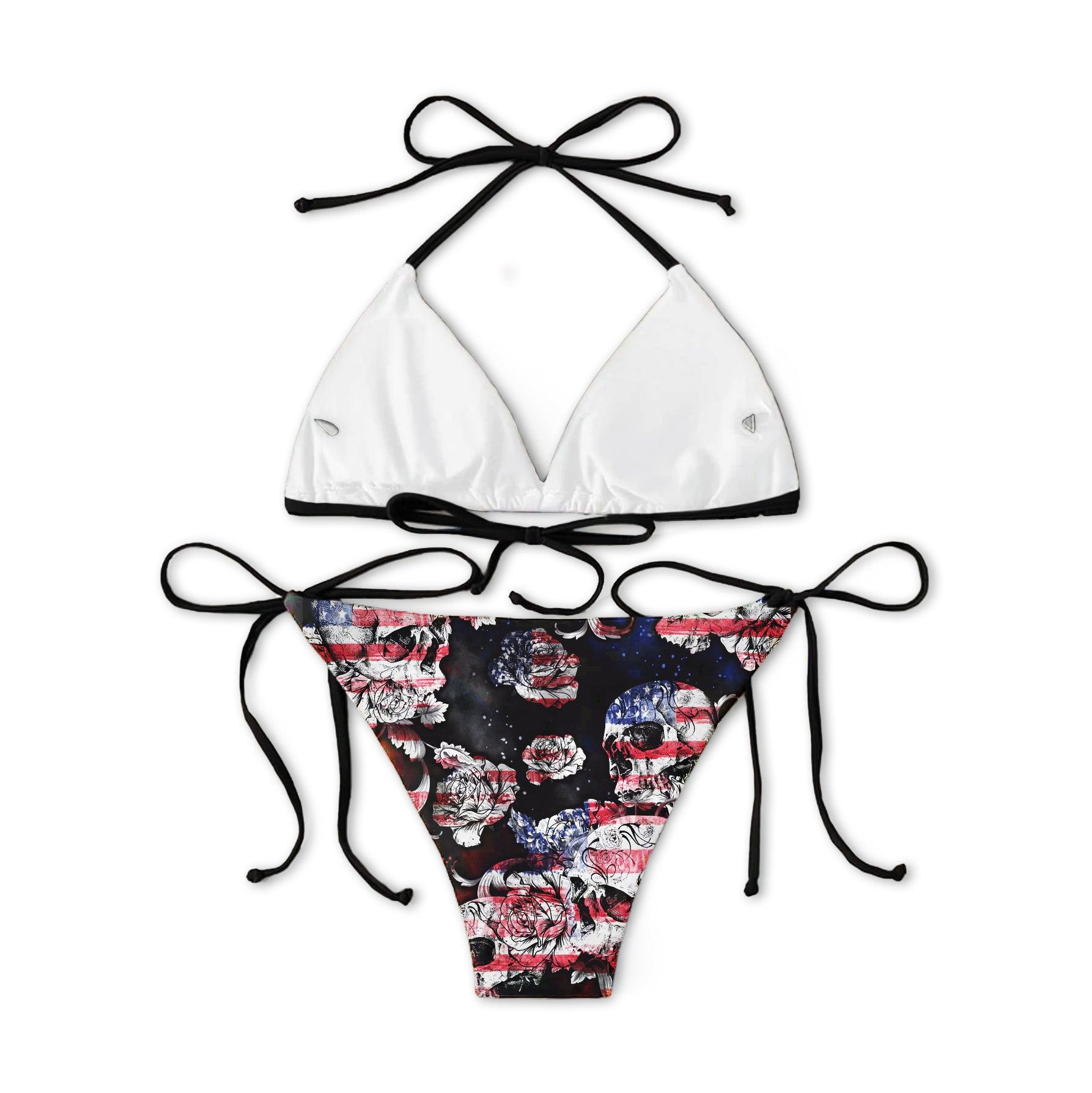 Grunge Skull Gothic Style Micro Triangle Bikini Swimsuit - Wonder Skull