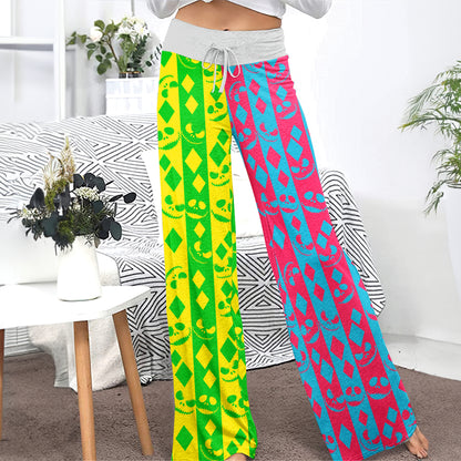 Twisted Geometry Skull Diamond Women's High-waisted Wide Leg Pants