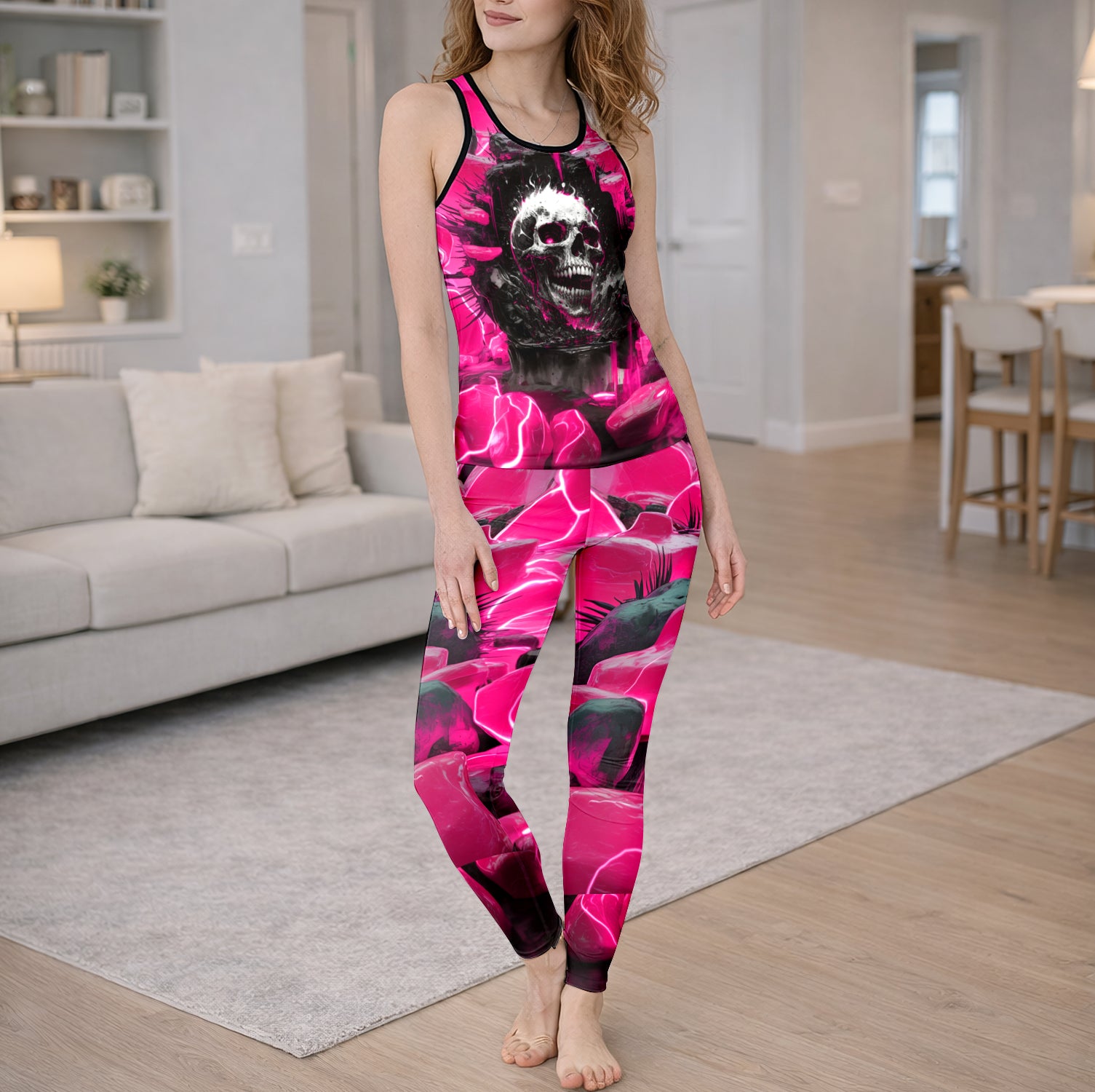 Electric Neon Skull Grave Tanktop and Leggings