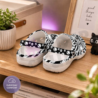 Wonder Skull Lightweight Clog Sandals are designed for all-day comfort. Featuring breathable ventilation holes, a cushioned footbed, and a pivoting heel strap, these versatile unisex clogs are perfect for use at home, outdoors, or at work — whatever your profession may be.