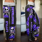 Purple Little Nightmare Gothic Women's High-waisted Wide Leg Pants | Wonder Skull