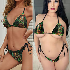 Green Skull Hourglass Micro Triangle Bikini Swimsuit - Wonder Skull