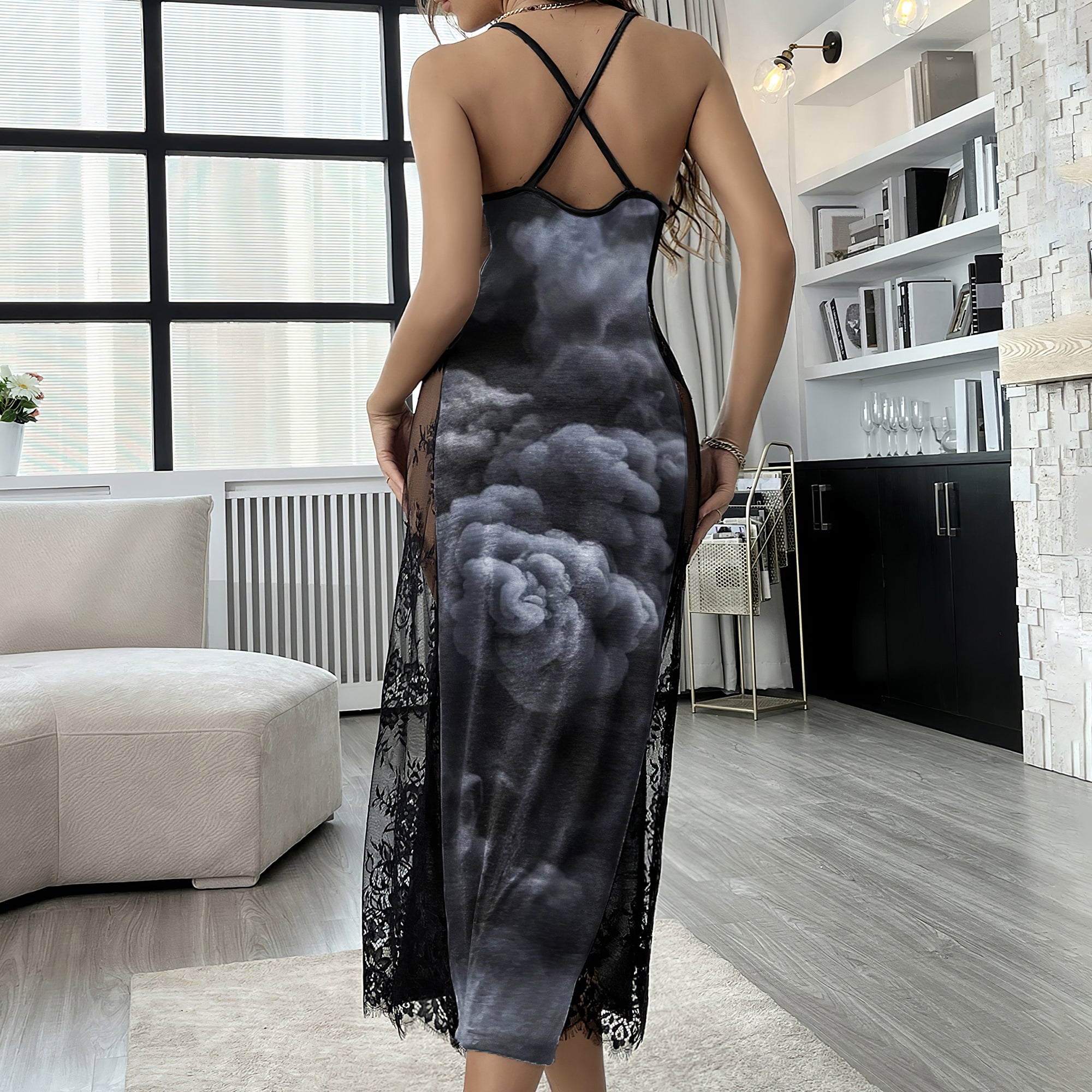 Black Scary Smoke Women's Lace Cami Sleepwear