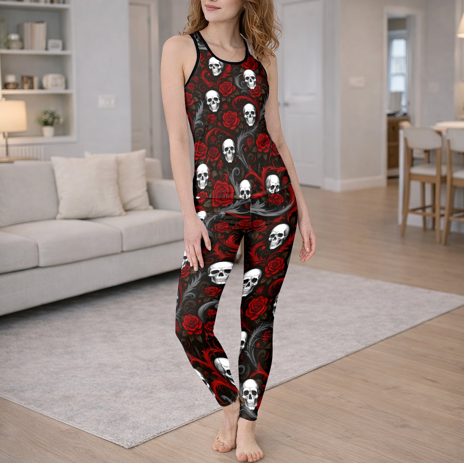 Shadow Rose Skull Vines Tanktop and Leggings