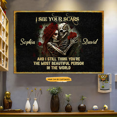 See Your Scars - Custom Personalized Names Gothic Skull And Roses Canvas