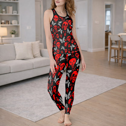 Gothic Butterfly Skull Drift Tanktop and Leggings