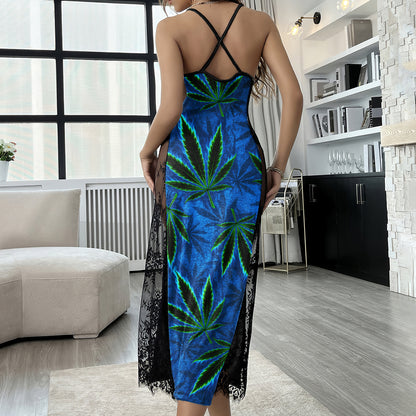 Abstract Skull Leaf Fire Women's Lace Cami Sleepwear