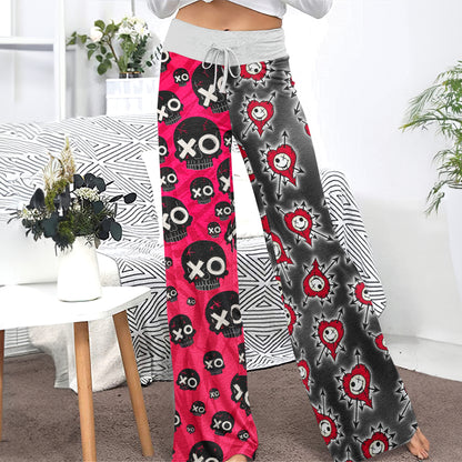 Punk Heart Skull Attack Women's High-waisted Wide Leg Pants
