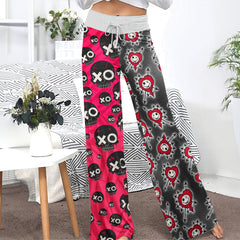 Punk Heart Skull Attack Women's High-waisted Wide Leg Pants