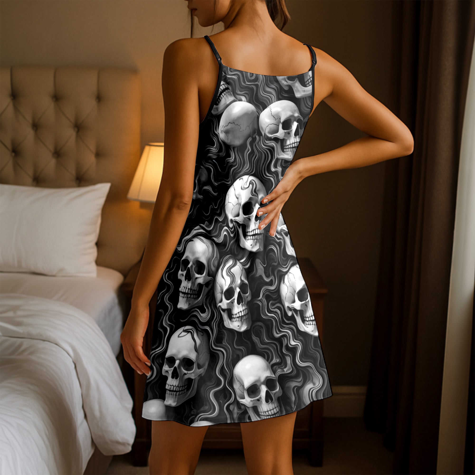 Woven Skulls Pattern Short Cami Dress