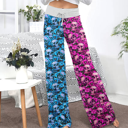 Neon Phantasm Skull Garden Women's High-waisted Wide Leg Pants
