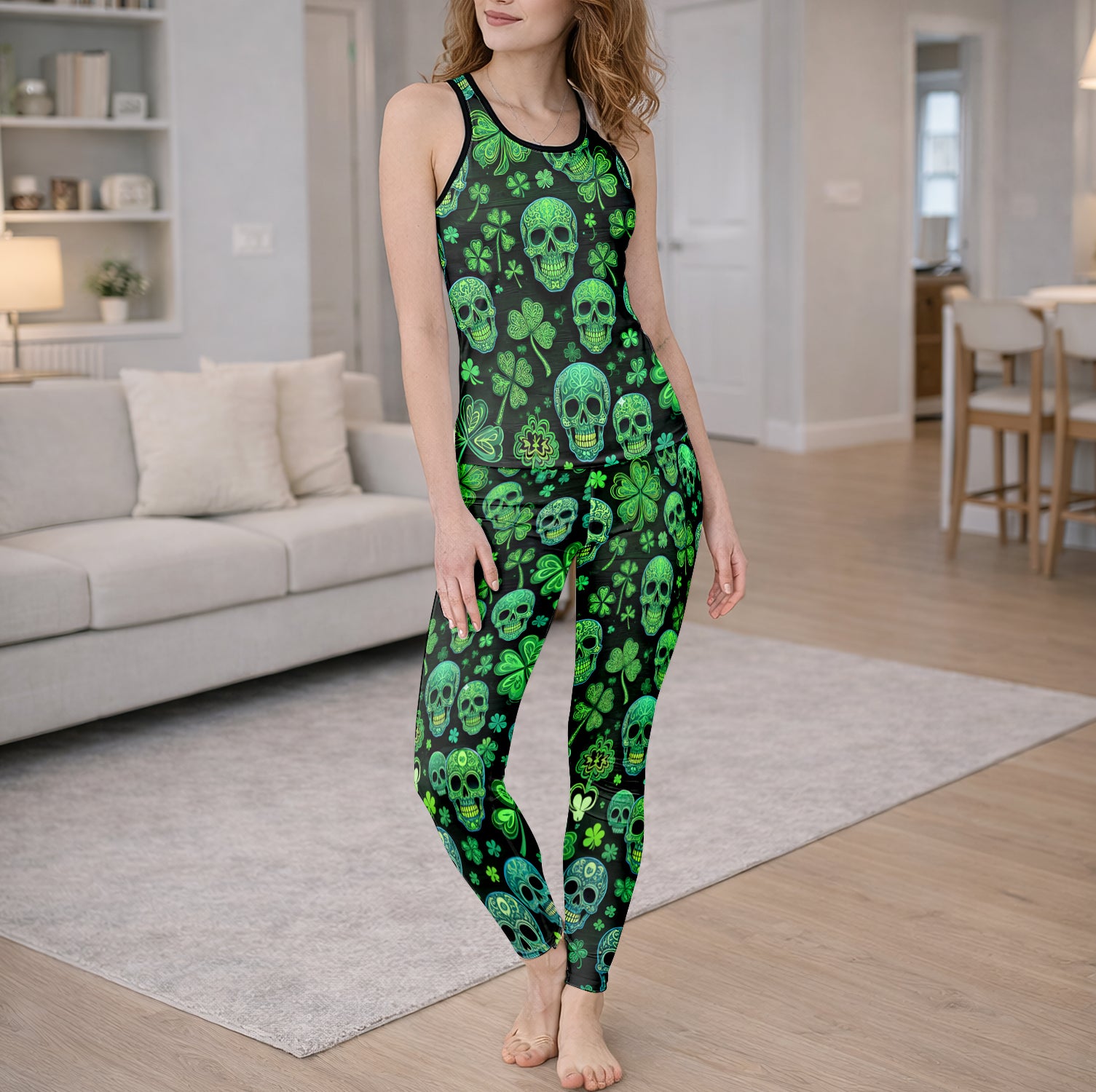 Gilded Leprechaun Skulls Tanktop and Leggings