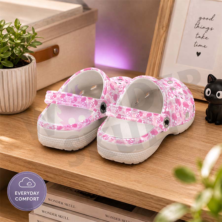 Wonder Skull Lightweight Clog Sandals are designed for all-day comfort. Featuring breathable ventilation holes, a cushioned footbed, and a pivoting heel strap, these versatile unisex clogs are perfect for use at home, outdoors, or at work — whatever your profession may be.