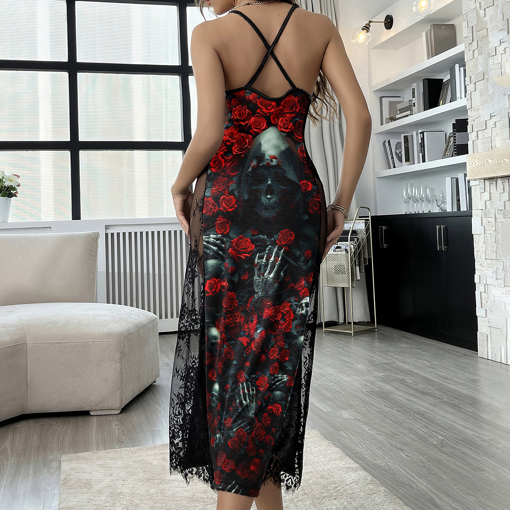 Grim Reaper Rose Women's Lace Cami Sleepwear | Gothic, Punkrock, Lingerie for Women