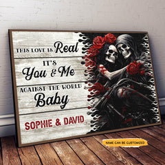 Love Is Real - Custom Personalized Names Gothic Skull And Roses Canvas