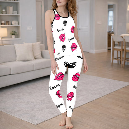 Dark Romance Lips Pattern Tanktop and Legging