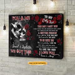 To My Only Love - Custom Personalized Names Gothic Skull And Roses Canvas
