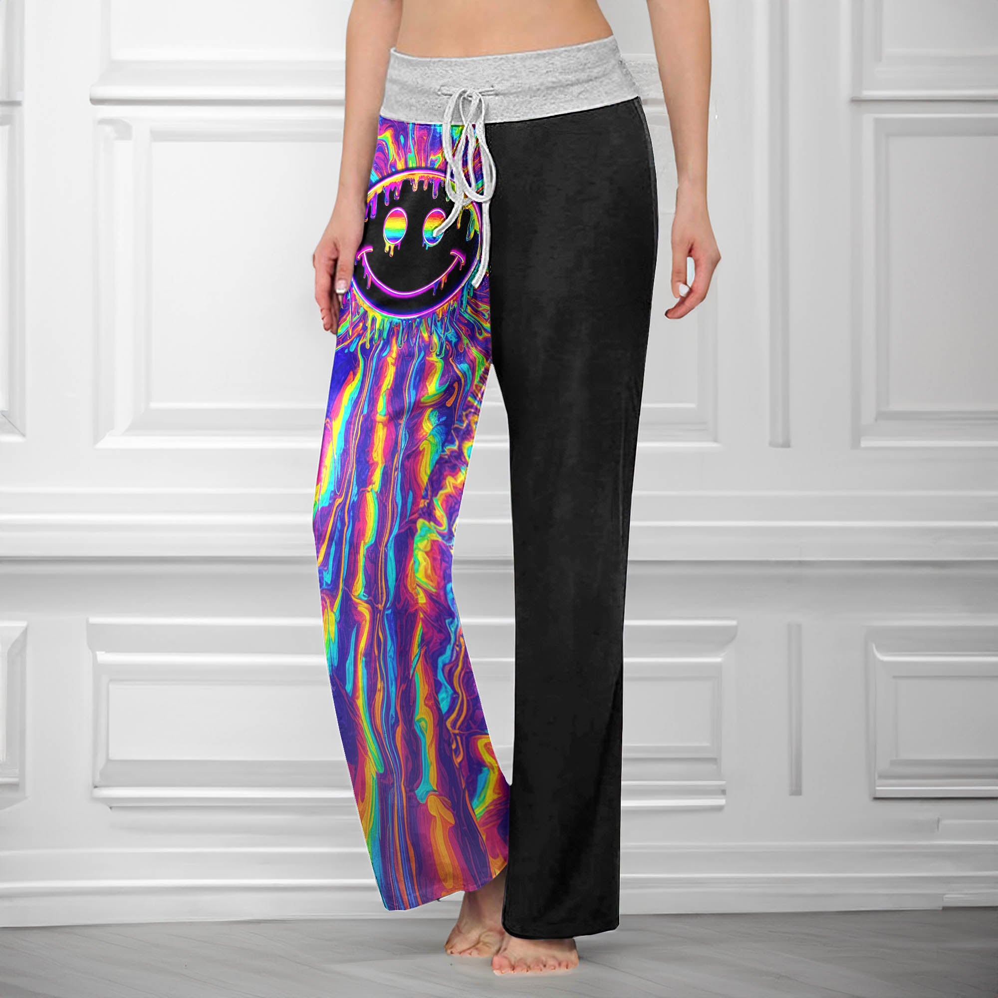 Blacklight Melt Smile Women's High-waisted Wide Leg Pants