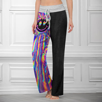 Blacklight Melt Smile Women's High-waisted Wide Leg Pants