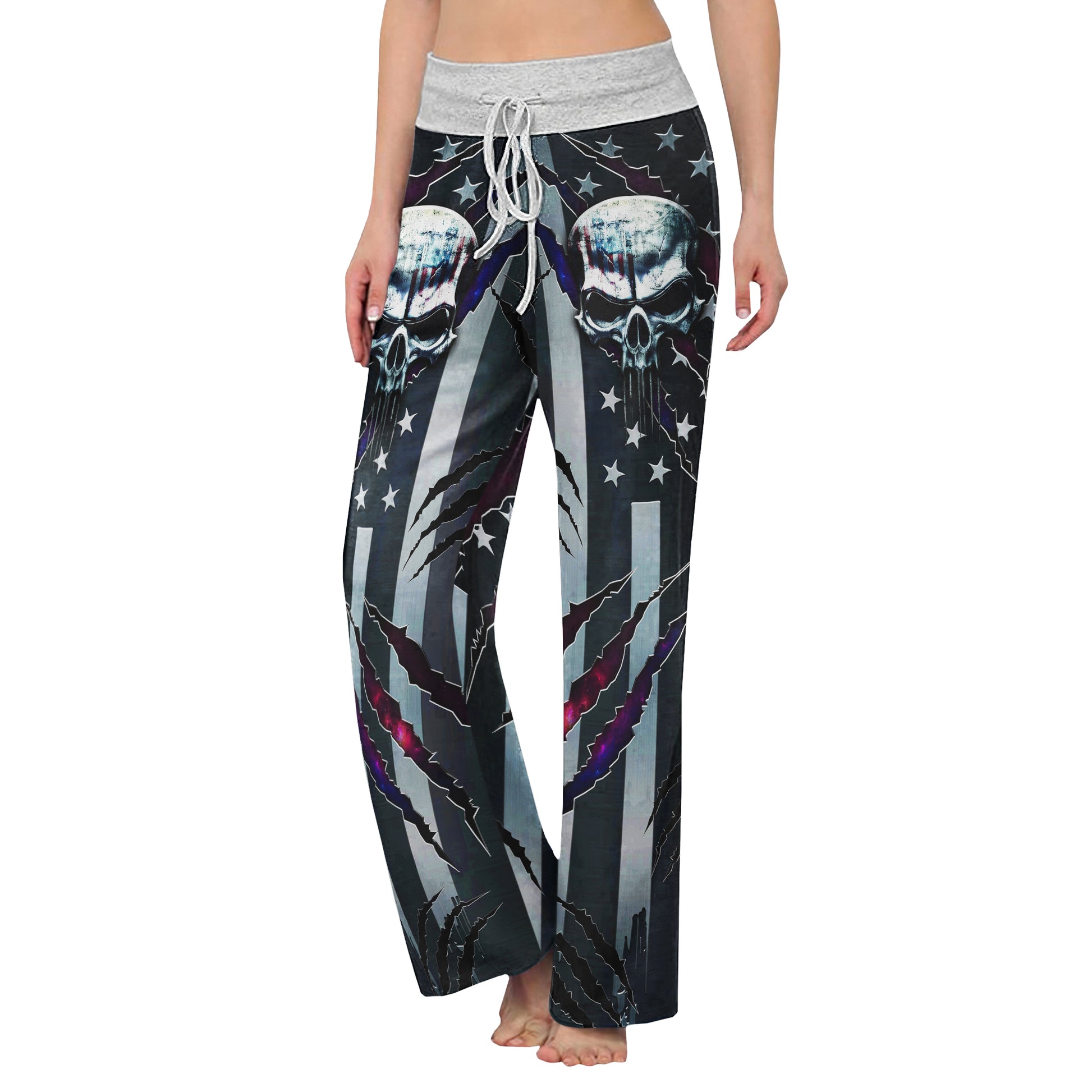 Metal Scary Skull Art Women's High-waisted Wide Leg Pants | Wonder Skull
