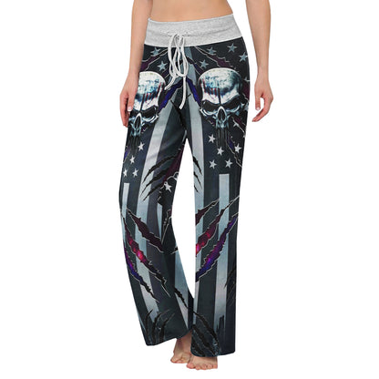 Metal Scary Skull Art Women's High-waisted Wide Leg Pants | Wonder Skull