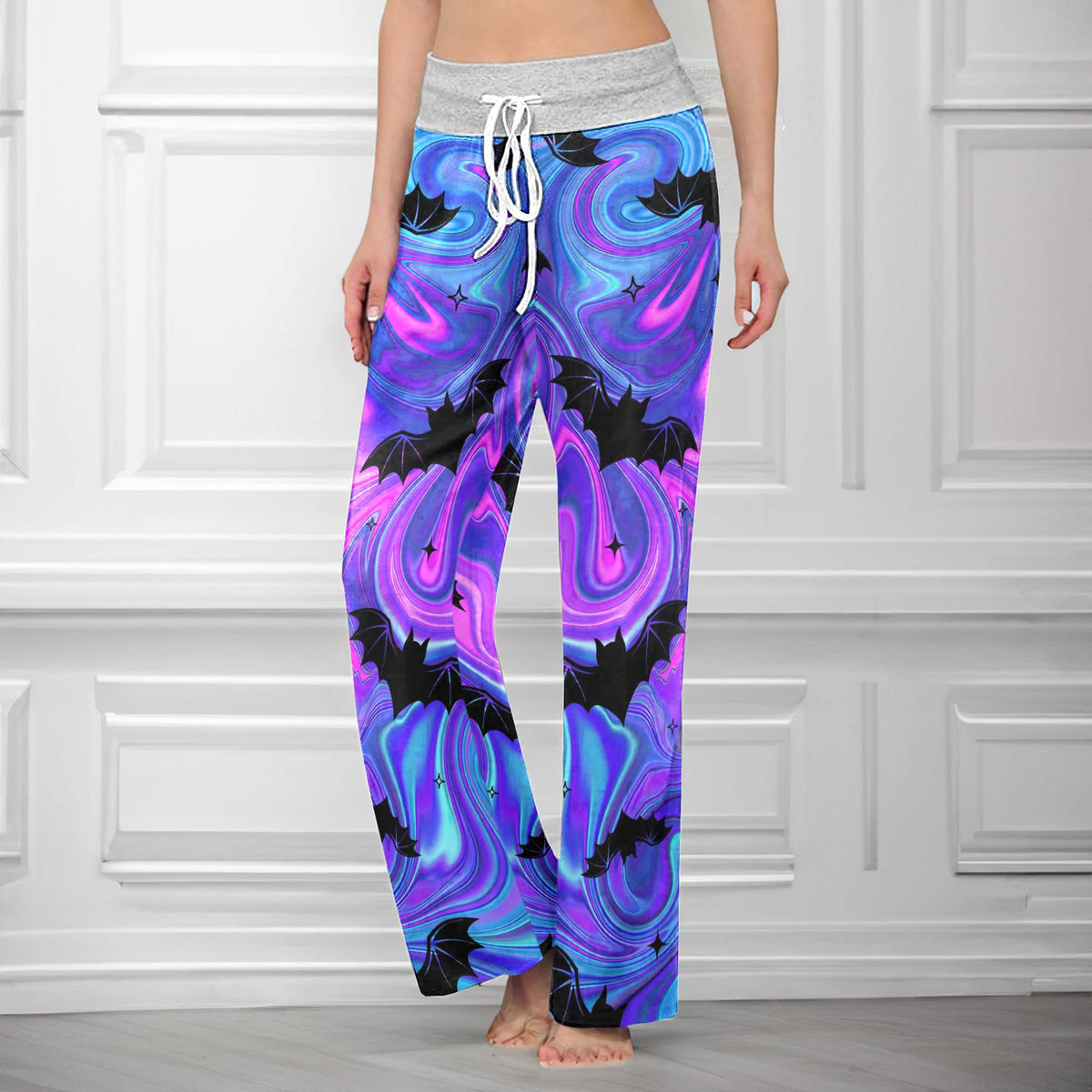 Pastel Goth Swirling Night Women's High-waisted Wide Leg Pants