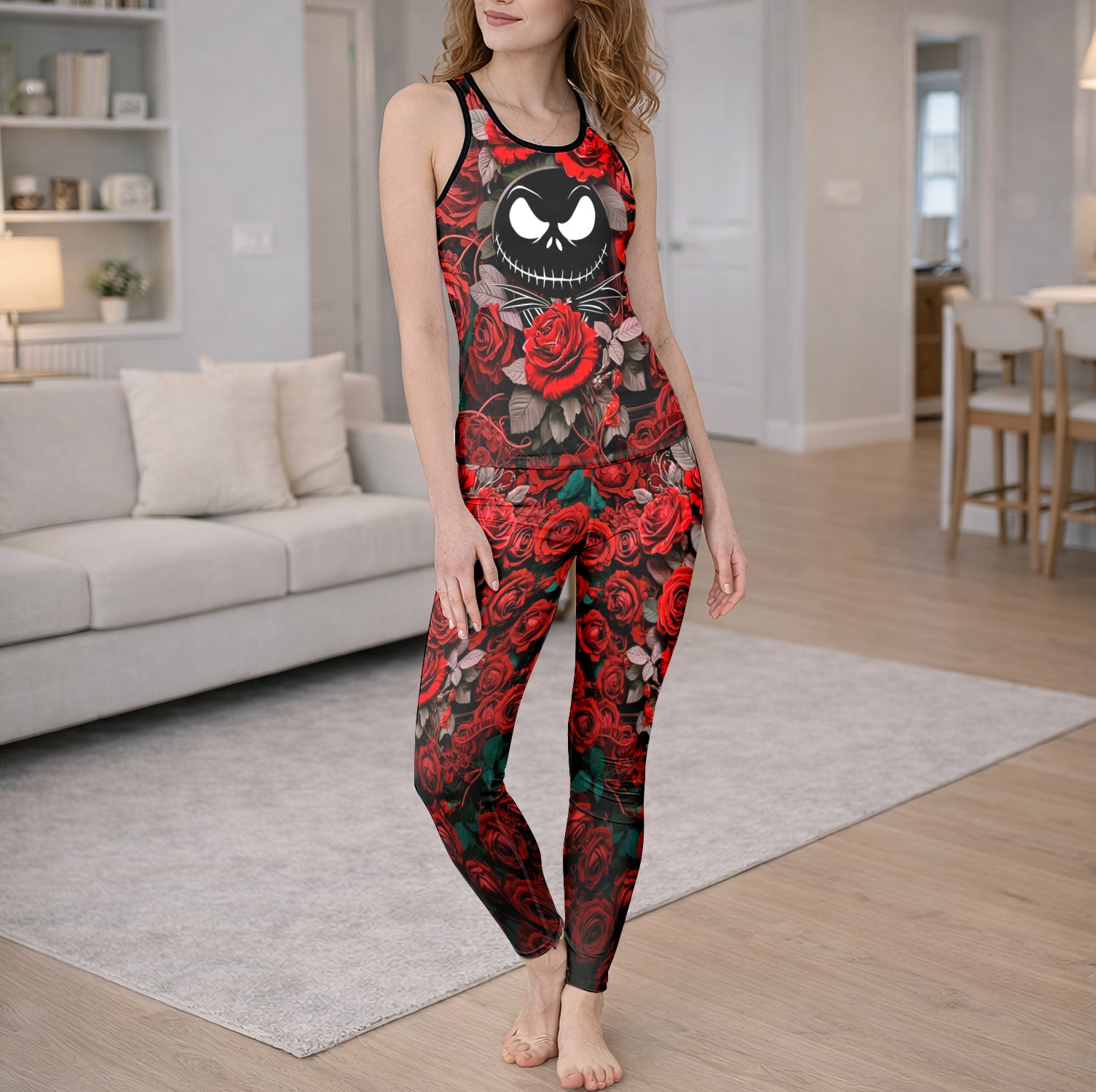 Gothic Rose Skeleton Art Tanktop and Leggings
