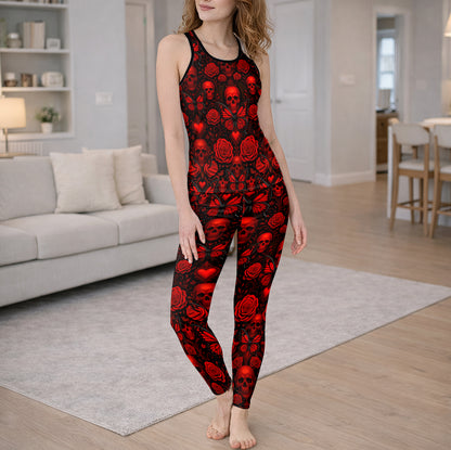 Ruby Blood Skull Romance Tanktop and Leggings
