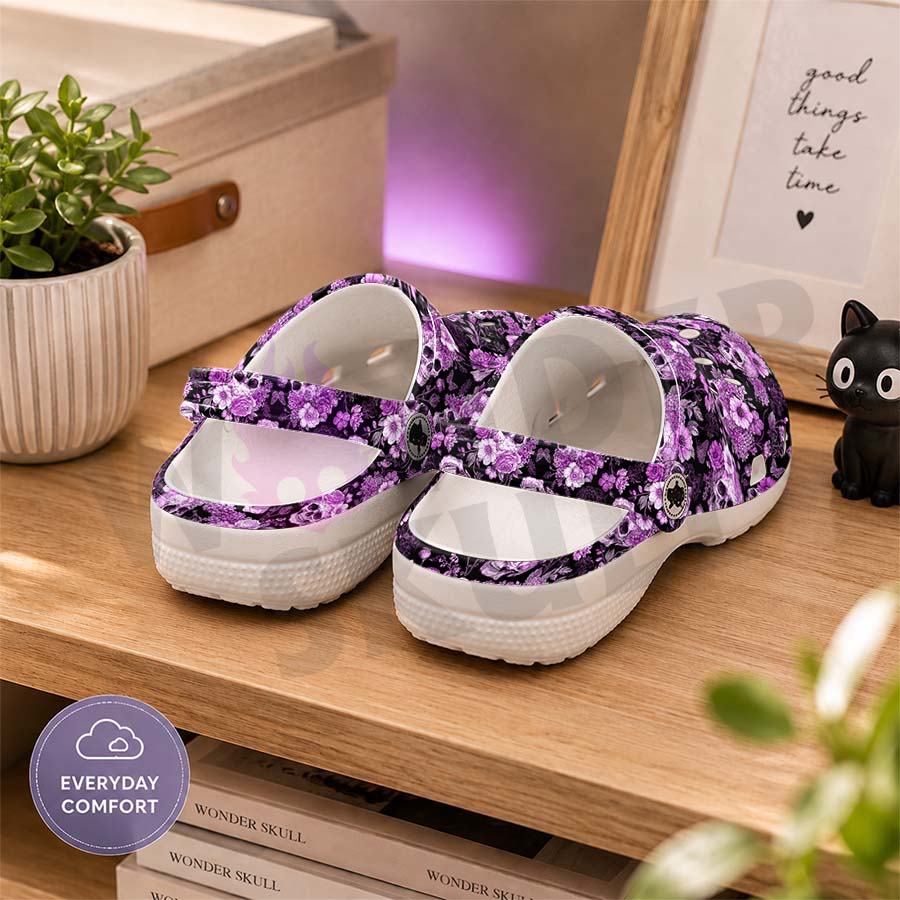 Wonder Skull Lightweight Clog Sandals are designed for all-day comfort. Featuring breathable ventilation holes, a cushioned footbed, and a pivoting heel strap, these versatile unisex clogs are perfect for use at home, outdoors, or at work — whatever your profession may be.