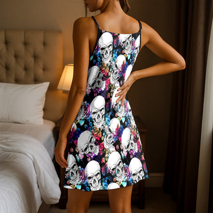 Cosmic Rose Skulls Short Cami Dress