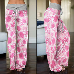 Pink Skull Thunder Women's High-waisted Wide Leg Pants | Wonder Skull